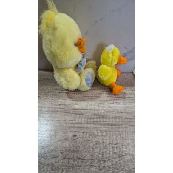 Vintage Cuddle wit duck 11" with 6" small duck set of 2 yellow orange - Picture 5 of 11
